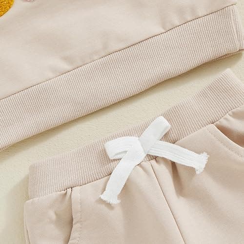 Kupretty Toddler Baby Girl Fall Winter Clothes Embroidered Letter Graphic Crewneck Sweatshirt + Joggers Pants Outfits Set thumbnail 5