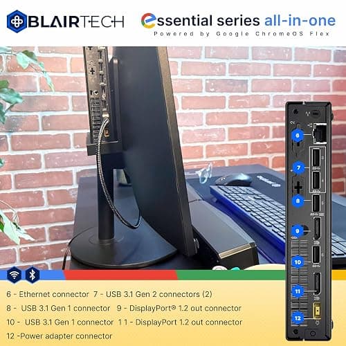 BlairTech All-in-One Desktop PC with 24" Monitor | Intel Core i5 | 8 GB RAM, 128GB SSD – Powered by Google ChromeOS Flex (Renewed), RGB Speakers, Wireless Keyboard & Mouse, WiFi & Bluetooth (Renewed) thumbnail 4