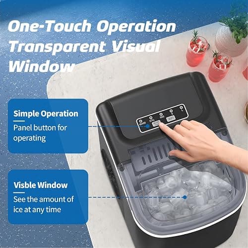 DollarDash 26LBS Per Day Portable Countertop Ice Maker, Self-Cleaning 2 Sizes of Bullet Ice Machine with Scoop and Basket, 9 Cubes in 6 min,Ideal for Home/Kitchen/Bar/Camping (Home, 26.5LBS/Day) thumbnail 5