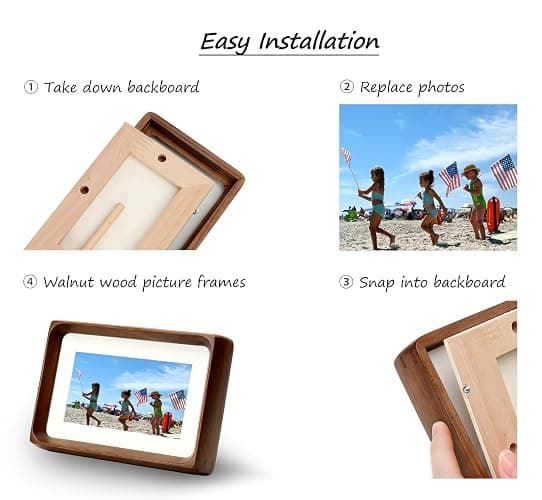 XKIILH 11x14 Picture Frames Walnut Solid Wood with Real Glass Vertical Horizontal Standing Display Photos 5x7/8x10 with Mat or 11x14 Without Mat Lovely Gift for Desk Tabletop Wall Mount H14 thumbnail 9