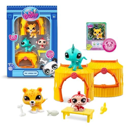 BANDAI Littlest Pet Shop Tiki Jungle Playpack | The Pack Contains 3 LPS Mini Pet Toys 3 Accessories 1 Collector Card and 1 Virtual Code | Collectable Toys for Girls and Boys - Image 1