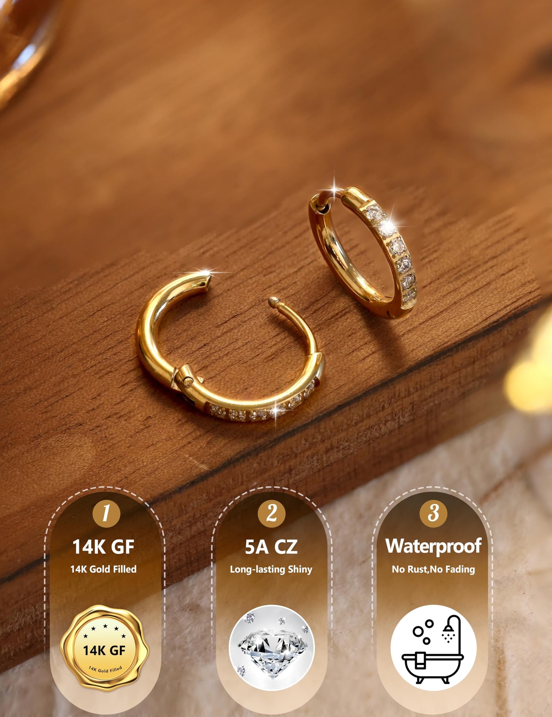 Adramata 8 Pairs Earrings Set for Women and Men Surgical Steel Earrings Studs Hoops 14k Gold Flat Back Stud Earrings Hypoallergenic Cartilage Earring Gold Helix Tragus Piercing Jewelry thumbnail 7
