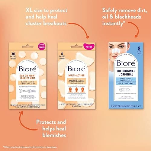 Bioré Multi Action Blemish & Oil Absorbing Acne Patches | Hydrocolloid Patch for Oily Skin, Large Patches, 6Ct thumbnail 9