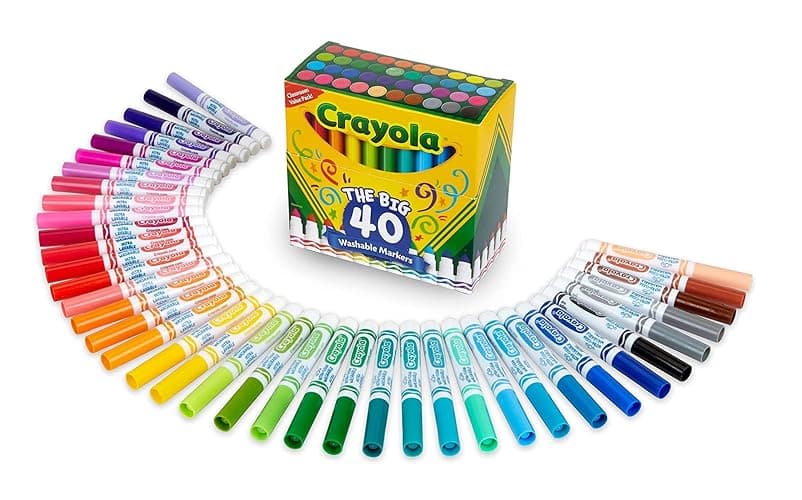 Crayola Ultra Clean Washable Markers for School (40ct), Essential Back to School Supplies for Kids, Coloring Book Marker Set, Teacher Classroom Supplies
