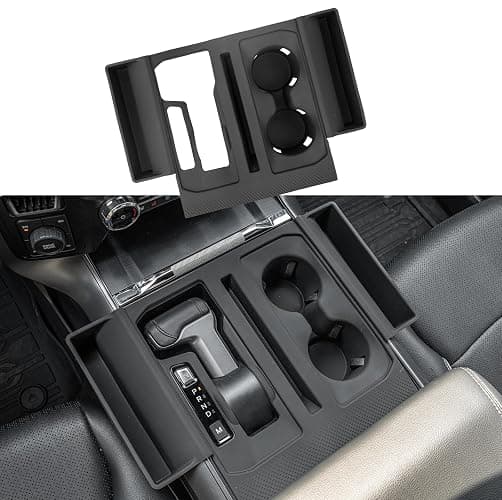 Maxzina Gear Shift Panel Tray Compatible with 2021-2026 Ford F150 Center Console Storage Gear Shifter Organizer with Cup Holder Insert for 2025 F-150 Accessories (40/Console/40 with Shift Knob ONLY) - Image 1