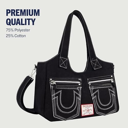 True Religion Women's Satchel Bag, Crossbody Purse Handbag with Horseshoe Logo Stitching thumbnail 6