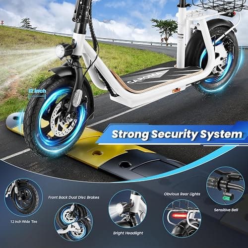 Caroma Peak 1200W/800W Electric Scooter with Seat, 30 Miles Max Range, Electric Scooter Adults, Up to 20MPH Foldable Escooter with Kid Seat,Key Start Adjustable E-Scooter thumbnail 5