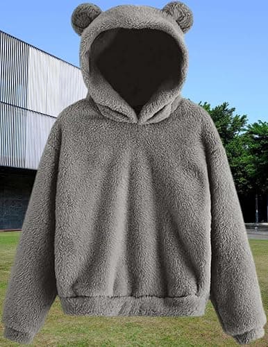 LIZALIG Women's Cute Fuzzy Animal Hoodie - Long Sleeve Plush Warm Casual Pullover Sweatshirt thumbnail 5