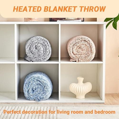 Heated Blanket Heated Throw, Electric Blanket 50"x60" Heating Blanket with 8 Hours Auto Off 10 Fast Heating Levels Machine Washable Sherpa Heated Blanket with Overheating Protection thumbnail 7