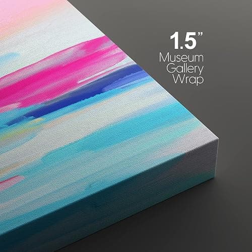 SIGNLEADER Framed Canvas Print Wall Art Set Vibrant Blue Pink Pastel Stripes Abstract Shapes Digital Art Modern Art Decorative Minimal Relax/Zen for Living Room, Bedroom, Office - 16"x24" x 2 thumbnail 4