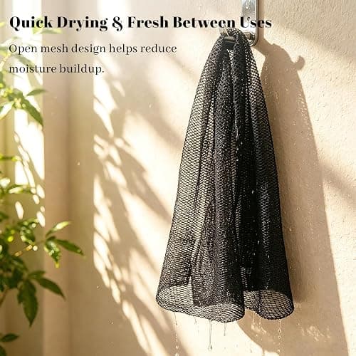SPMKTBOZAI African Net Sponge Authentic, Exfoliating Net for Body Back | African Net Sponge with Knots| Long Stretch Net Sponge| African Net for Sensitive Skin| Durable & Quick Dry| Daily Use| Black thumbnail 6