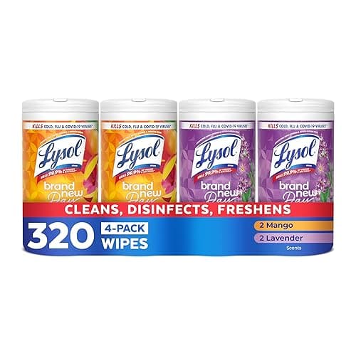 LYSOL Disinfecting Wipes, All Purpose Cleaner, Multi-Surface Antibacterial Cleaning Wipes, Household Cleaning Supplies, Dorm Essentials, Lavender + Mango Scents, 80 ct. (4 Pack) - Image 1