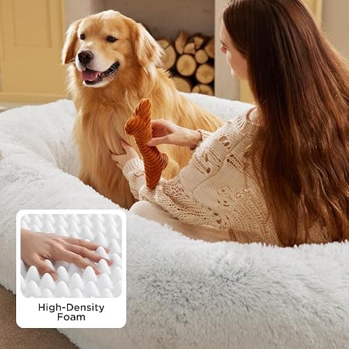 Bedsure Human Dog Bed, 71.0" x 44.0" x 12.0" Calming Giant Human Dog Bed for Adults People Fits Pet Families with Storage Pocket, Fluffy Faux Fur Orthopedic Pet Bean Bed, Frost Grey thumbnail 2
