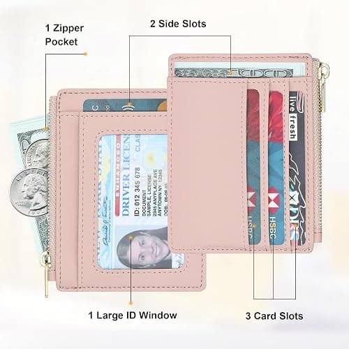 Sodsay Card Case Slim Front Pocket Wallet for Women Credit Card Holder with Keychain thumbnail 2