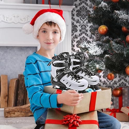 Kuxuan Skates Roller Skates for Girls and Boys Kids, 4 Sizes Adjustable Fun Kids Toddler Rollerskates with Light up Wheels for Teens Women Indoor Outdoor thumbnail 7