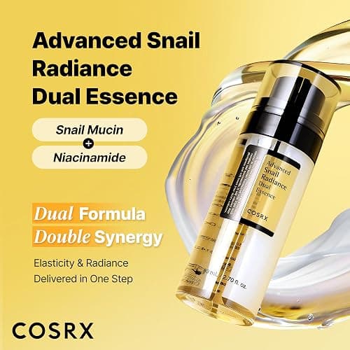 COSRX Snail Mucin 74% + Niacinamide 5% Dual Essence, Anti Aging Face Serum for Dull Skin, Sensitive Skin, Not Tested on Animals, Korean Skin Care, Stocking Stuffers for Women, 2.70 fl.oz / 80ml thumbnail 2
