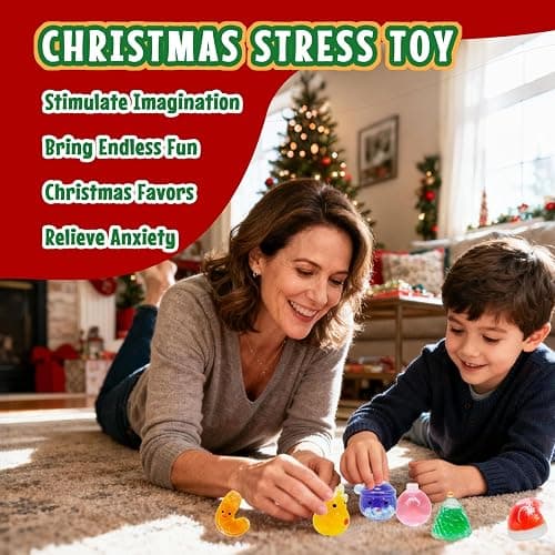 24 Pcs Squeeze Shapes Stress Squishy for Christmas Christmas Fidget Christmas Party Favors for Stocking Stuffers Prizes & Gift Box thumbnail 4