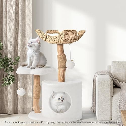 Modern Cat Tree, Wood Cat Tree Tower for Small Cats, Luxury Cat Condo with Scratching Posts and Flower Platforms, Cat Furniture by Easyego thumbnail 8
