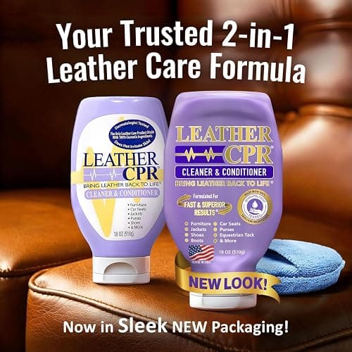 Leather CPR Cleaner & Conditioner 18oz - Cleans, Conditions, Restores & Protects Leather Furniture, Handbags, Car Seats, Interior, Jackets, Boots, Purses, Shoes, Couch, Saddles, Tack & More thumbnail 9