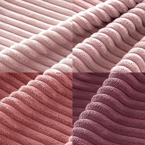 MIULEE Soft Corduroy Decorative Throw Pillow Covers Purple Pink 18x18 | Set of 4, Shabby Chic Romantic Decor, Pink Gradient Matching, Boho Farmhouse Cushion Covers for Couch Bed Sofa Living Room thumbnail 3