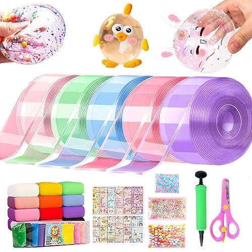 5PCS Nano Tape Bubble Kit for Kids, Nano Bubble Tapes Kit with Glitter, Clay, Cute Stickers and Accessories Tools, Nano Tape Crafts for Kids Teens Girls - Image 1