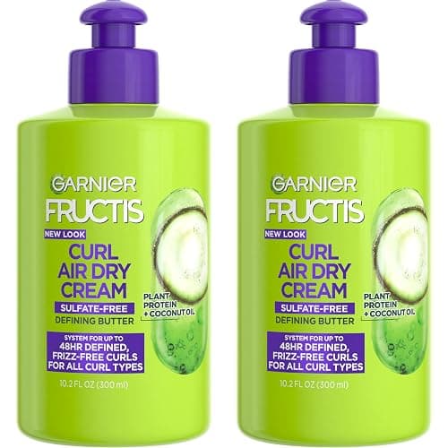 Garnier Fructis Curl Nourish Air Dry Cream, Sulfate Free Defining Butter Leave-in Conditioner, 10.2 Fl Oz, 2 Count (Packaging May Vary) - Image 1