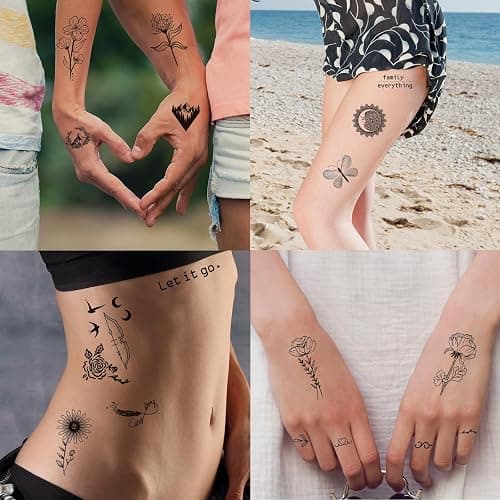 JEEFONNA 100 Sheets Realistic Temporary Tattoos, 240+ Pcs Multicolor Modern Floral & Inspirational Words Tattoos, Waterproof, 3+ Kids thumbnail 4