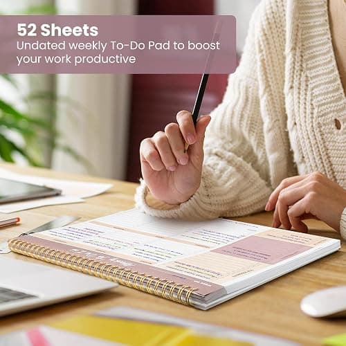 Weekly To Do List Notepad with 52 Undated Sheets（8.5"×11"）- Undated Weekly Planner Notepad for Office Desk Accessories and Supplies - Midnight Lilac thumbnail 5