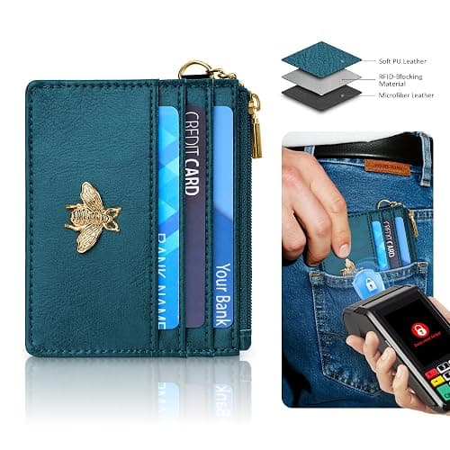 SEAVILIA Card Holder Keychain Wallet for Women with ID Window RFID Coin Purse Bee Gifts Slim Minimalist Small Wallet thumbnail 6