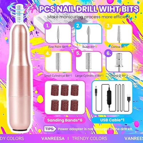 VANREESA 115Pcs Gel Nail Polish Kit with U V Light Nail Drill Almond Nail Tips -40 All Seasons Colors Gel Polish Set with 5Pcs Base Top Coat Gel Nail Kit for Beginners with Everything Gifts for Women thumbnail 4