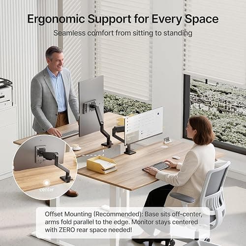 monTEK Single Monitor Arm for Max 45 Inch Ultrawide Screens Adjustable Monitor Desk Mount Holds 35 Lbs Cable Management with Clamp/Grommet Desk Mount, VESA 75/100mm thumbnail 7