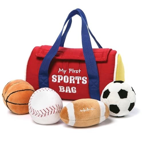Baby GUND My First Sports Bag Stuffed Plush Playset, Baby Gift Toys for Boys and Girls Ages 1 & Up, 5 Piece, 8" - Image 1