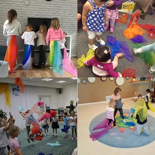 Lolakee Juggling Scarves, 12 PCS Dance Scarves for Kids Play Silk Scarve for Toddlers Children Movement Music Scarf Magic Tricks Performance Props Accessories Rhythm Band Scarfs 12colors 24 inches thumbnail 4