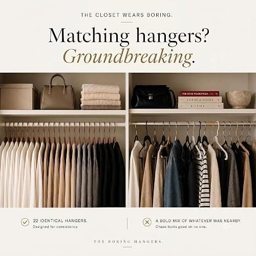 The Boring Hangers Bronze Plastic Hangers 22 Pack - 10 lb Heavy Duty Bronze Plastic Clothes Hangers Set - 0.20" Slim & Space Saving Closet Organizer Coat Hangers, Japandi Home Essentials thumbnail 9