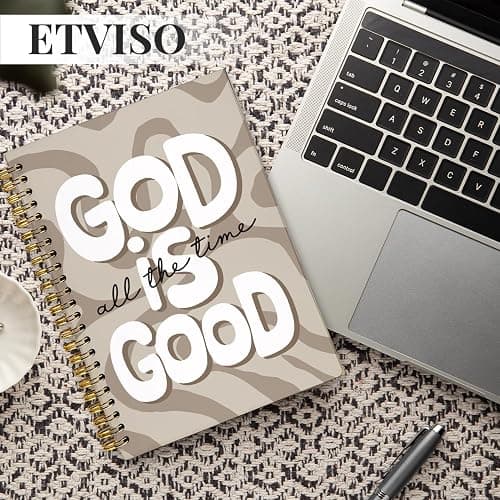 ETVISO Beige Wavy Bible Journal Notebook for Women, Inspirational Christian Gifts for Women, Prayer Bible Supplies Journal, Church Notes Notebook, Cute Preppy Hardcover Spiral Notebooks 5.5x8.3 thumbnail 7