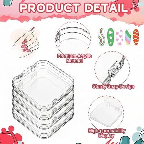 AceOrbit Press on Nail Boxes with 180 Pcs Adhesive Double Sided Tape Acrylic Press on Nail Packaging Cases Transparent Storage Case Organizer for Display Art Salon Supplies(Clear,48 Pcs) thumbnail 3