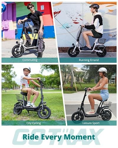 Gotrax A5 Electric Scooter w/Seat for Adults, 12" Pneumatic Tire, Max 15.5 Miles&15.5 Mph Power by 400W Motor, Dual Rear Shock Absorber&Dual Brake, Comfortable Wider Seat&Carry Basket&Hook, White thumbnail 7