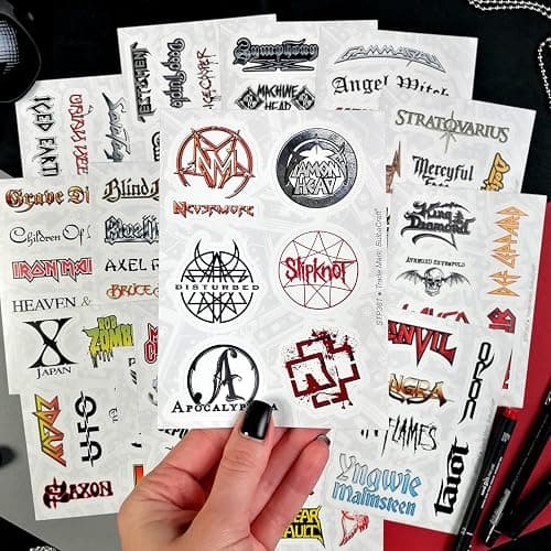 BulbaCraft 100Pcs Heavy Metal Band Stickers, Rock Stickers, Heavy Metal Gifts for Men and Women, Rock Decals, Waterproof Decals, Guitar Emblems, Music Emblems, Gifts for Women & Men thumbnail 7