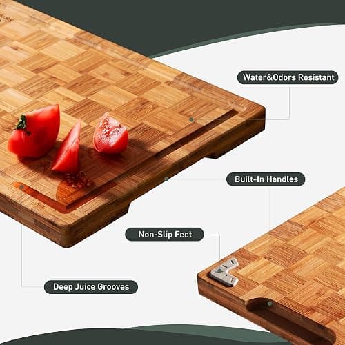 Bamboo Cutting Board Non Slip Heavy Duty Over Sink Wooden Wood Cutting Board for Kitchen Chopping Board Edge Grain Teak Smart Marble Flexible Round Stone Metal thumbnail 6