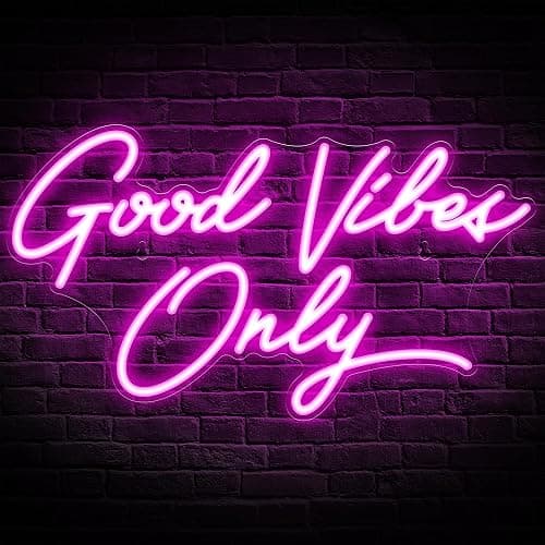 Kavaas Good Vibes Only Neon Signs for Wall Decor 17.7" x 9.9" | Pink Good Vibes Only LED Sign for Bedroom, Party, Bar, Salon - Best Gifts for Birthday, Christmas thumbnail 9