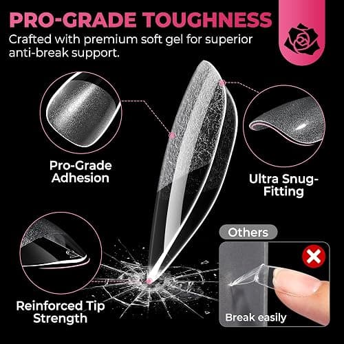UNA GELLA Short Almond Nail Tips 450PCS Fake Acrylic Nail Tips | 15 Sizes Soft Pre-shape Press On Nails Almond Full Cover Nails Extension Home DIY Salon thumbnail 4