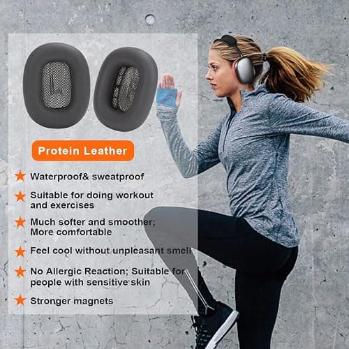 Earrock Ear Cushions Replacement for AirPods Max Headphones,Protein Leather Covered Earpads with Memory Foam and Magnet (Space Gray) thumbnail 3