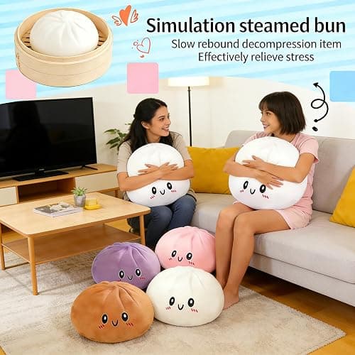 Mystery Dumpling Squishy, Extra-Large 10in Slow Rising Sensory Toy, Squeezable Decompression Dough Ball for Stress Relief, Fun Desk Fidget for Teens & Adults (Purple) thumbnail 3