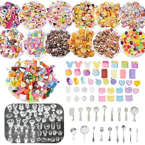150Pcs Miniature Food Drinks Bottles Dollhouse Accessories 1:12 Mini Stuff Things Toy Set Dollhouse Pretend Kitchen Play Game Tiny Baking Hamburger Bread Ice Cream Cake Tableware thumbnail 7