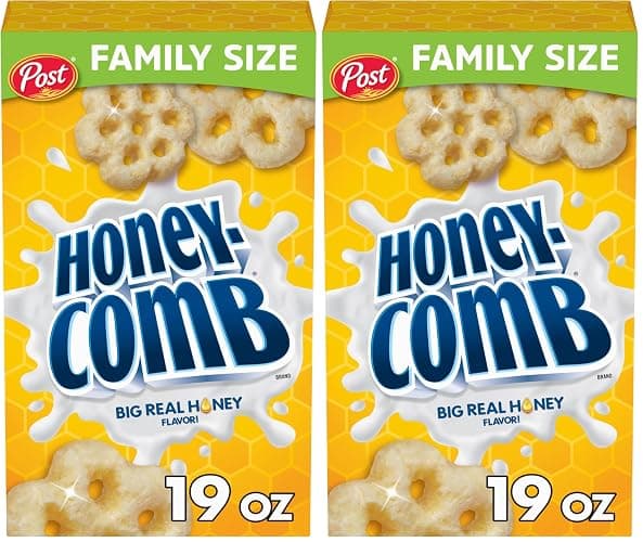 Post Honeycomb Cereal, Honey Flavored Sweetened Corn and Oat Cereal, 19 OZ Box (Pack of 2) - Image 1