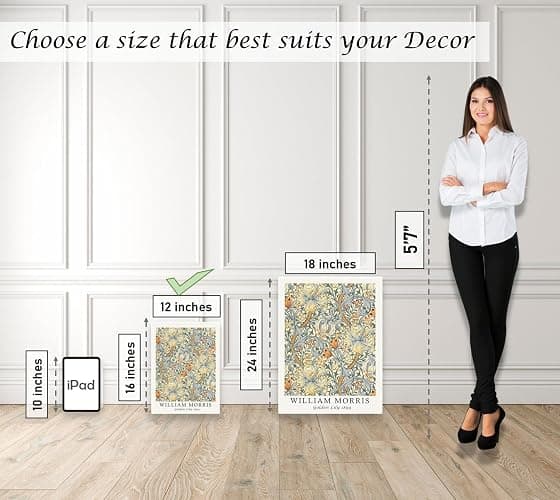 Induslyfe Framed Flower Wall Art Canvas Decor Set of 3, William Morris Wall Art Framed Prints Posters Mid Century Modern Art, Aesthetic Floral Botanical wall art for bedroom living room bathroom 12x16 thumbnail 2