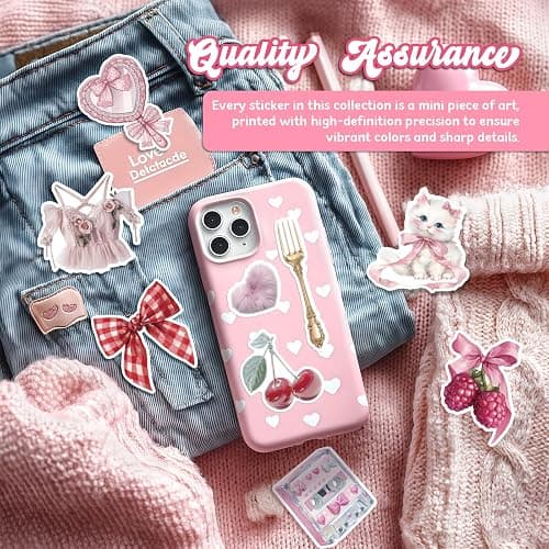 200 PCS Coquette Stickers, Pink Aesthetic Waterproof Vinyl Stickers for Girls, Preppy Sticker for Laptop, Water Bottles, Guitar Computer thumbnail 2
