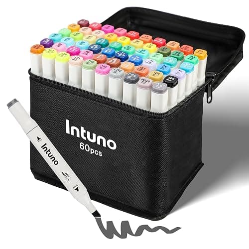 INTUNO Alcohol Markers, 60 Count, Dual Tips Markers, Set for Painting, Coloring Drawing Sketching, Multicolor - Image 1