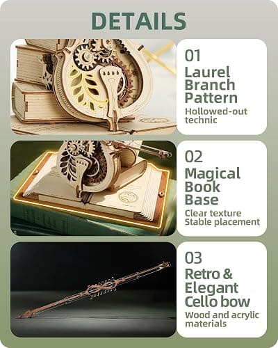 ROKR 3D Wooden Puzzles for Adults,Wooden Music Box Kits-Cello Wood Model Kits for Adults to Build,Stem Projects for Teens,Birthday Gifts Hobbies for Women Men thumbnail 6