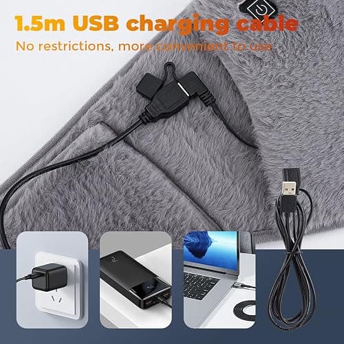 USB Powered Heating Waist Belt, Heating Pad with Hand Pockets, Electric Heated Waist Belt for Period Cramps Body Joints Pain, Three - Level Temperature Control, Grey thumbnail 4
